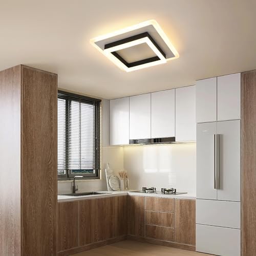 DELIPOP Modern Ceiling Lights, 30W 3375LM Square Ceiling Lamp Warm Light 3000K, LED Ceiling Lighting for Bedroom Living Room Hallway Office Kitchen Balcony
