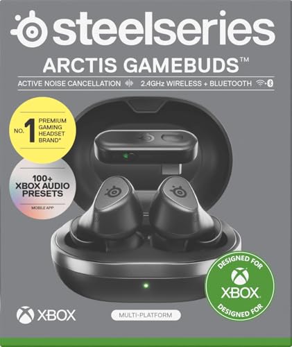 SteelSeries Arctis GameBuds for PS5 - Wireless Gaming Earbuds - 2.4GHz + BT 5.3 - ANC/Transparency - IP55 Water Resistant - 40H Battery - Wireless Charging - PS5, PC, Switch 2, Mobile - White