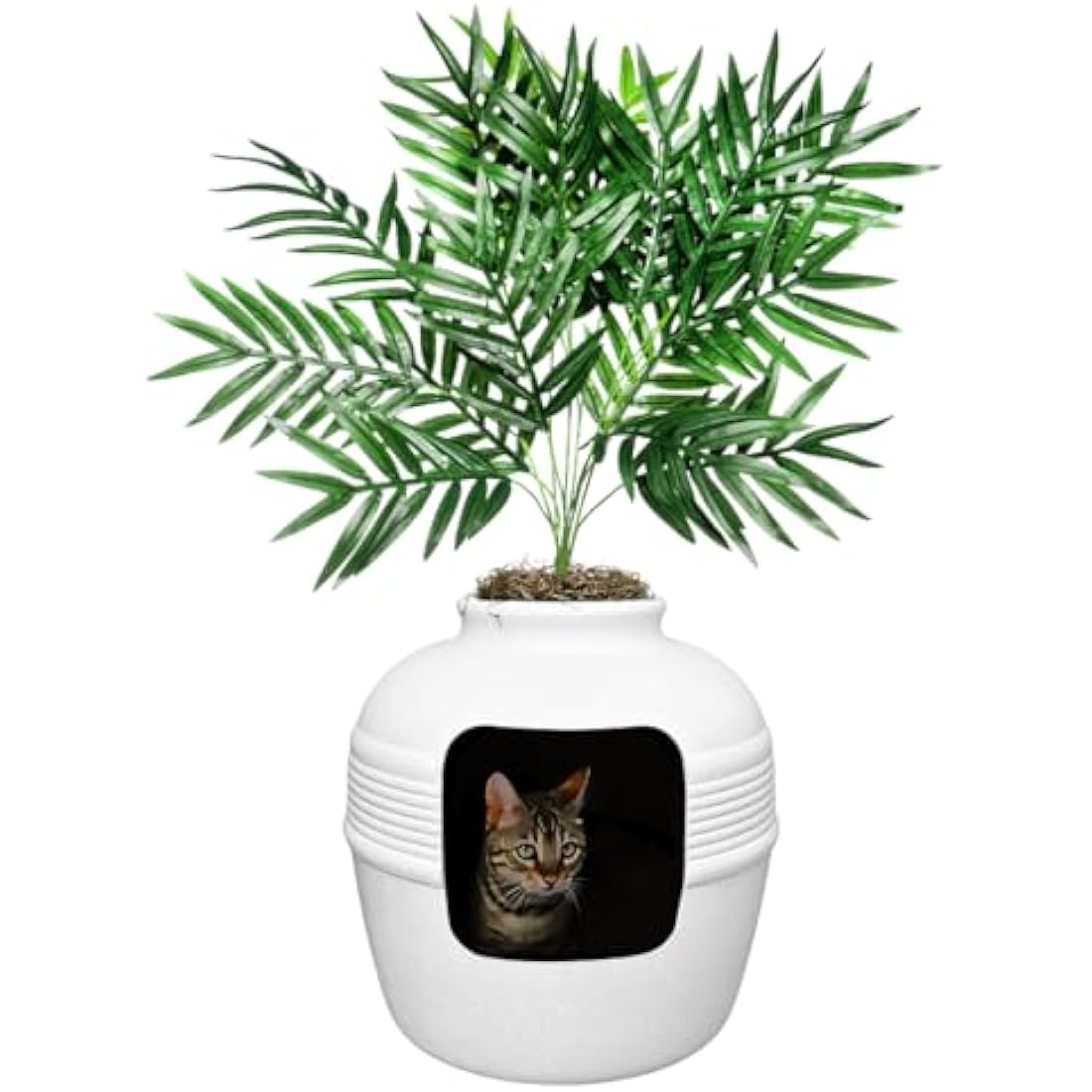 Good Pet Stuff, The Original Hidden Litter Box, Artificial Plants & Enclosed Cat Planter Litter Box, Vented & Odor Filter, Easy to Clean, White Birch