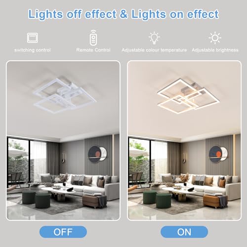 DELIPOP Led Ceiling Light Dimmable, 40W Modern Led Ceiling Lamp with Remote Control, Temprature and Brightness Adjustable, Square Acrylic Ceiling