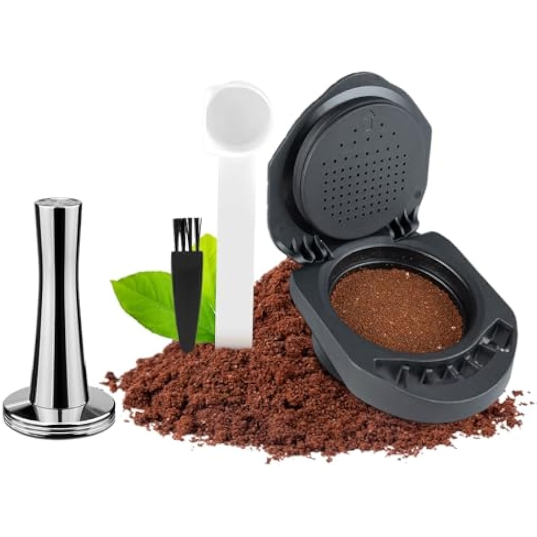 FOVNOT Reusable Capsule Adapter for Dolce Gusto, Coffee Capsule Converter Adapter Refillable Coffee Capsule Adapter with 41mm Tamper Compatiable for Piccolo XS/EDG 305/EDG 606.S/Genio S