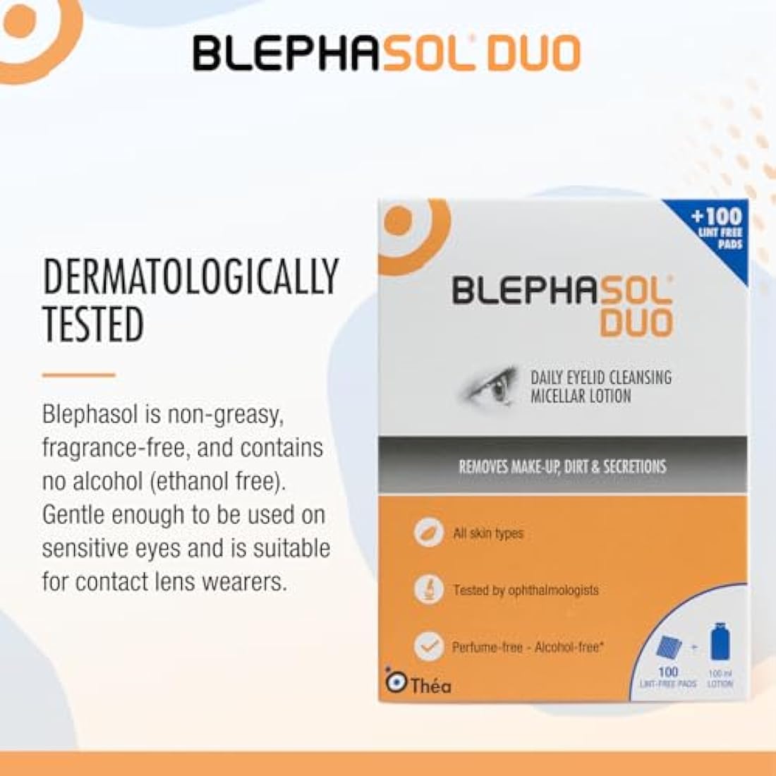 3 x Blephasol Duo 100 ml Micellar Eyelid Cleansing Lotion with 100 Lint-Free Pads | Effective and Gentle Cleansing for Make-Up Removal, Inflamed and Sensitive Eyelids | Soap & Alcohol-Free