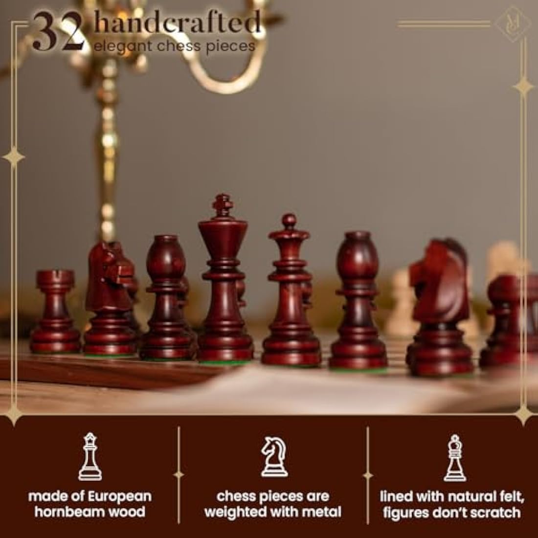 Classic STAUNTON Chess Set NO.7 in Mahogany Box | Master of Chess Wooden Chess Set | Wooden Chess Pieces Only - Handmade Tournament Chess Set Without Chess Table