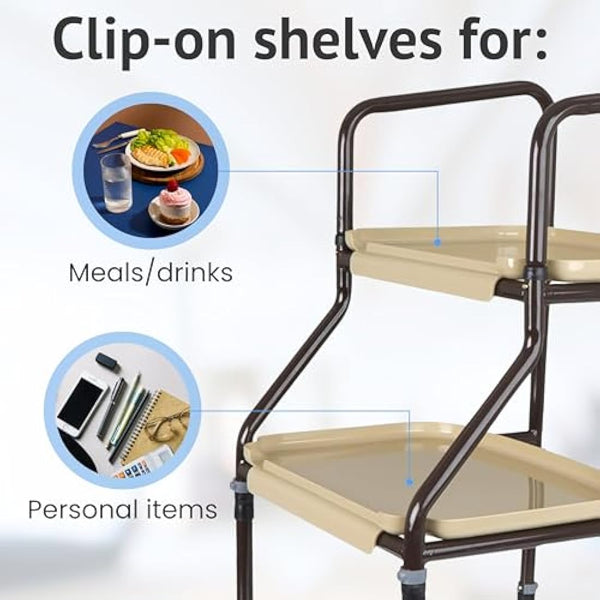 HOMECRAFT Shelf Mobility Trolley – Height Adjustable Trolley, Walking Aid with Wheels – Mobility Walker for Elderly – Walking Frame for Storage – Zimmer Frame – Mobility Aids for Everyday Use