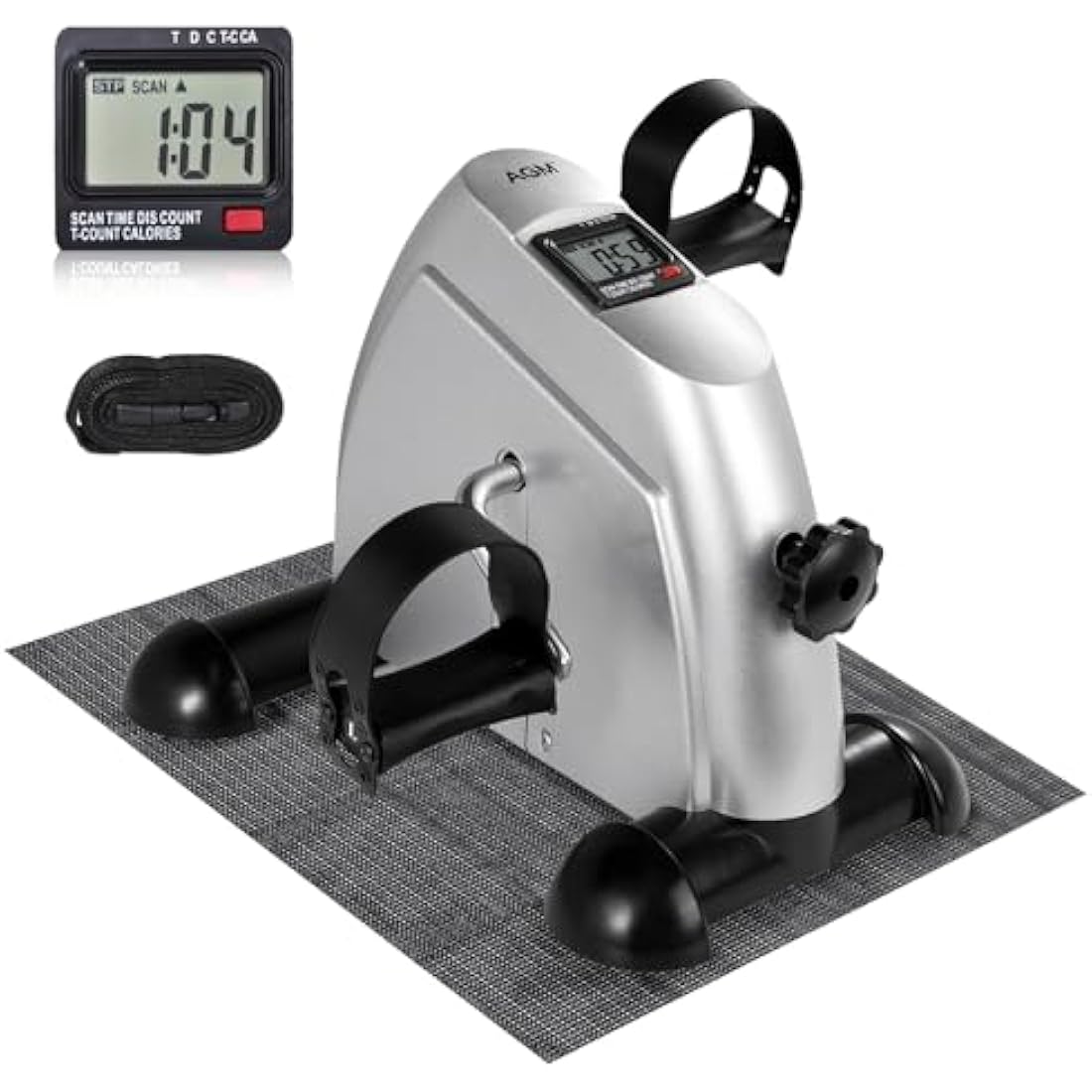 AGM Mini Exercise Bike Pedal Sit Down, Under Desk Bike with LCD Display for Legs and Arms, Non-Slip Mat Included