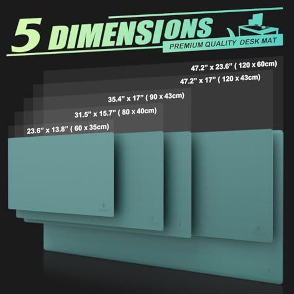 K KNODEL Large Office Leather Desk Mat, Mouse and Keyboard Pad, Computer and Laptop Mat, Desktop Protector and Cover, Writing Pad and Blotter (90x43cm, Green)