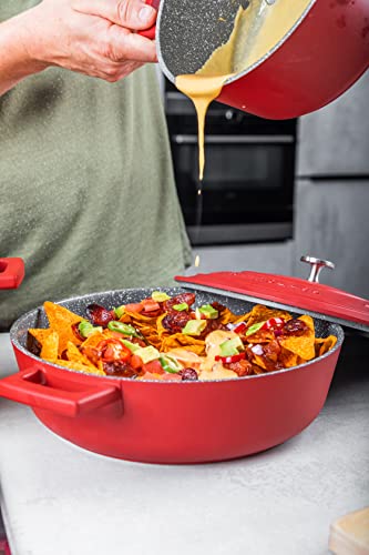 MasterClass Casserole Dish With Lid, Medium 4L/24 cm, Lightweight Cast Aluminium, Induction Hob And Oven Safe, Black