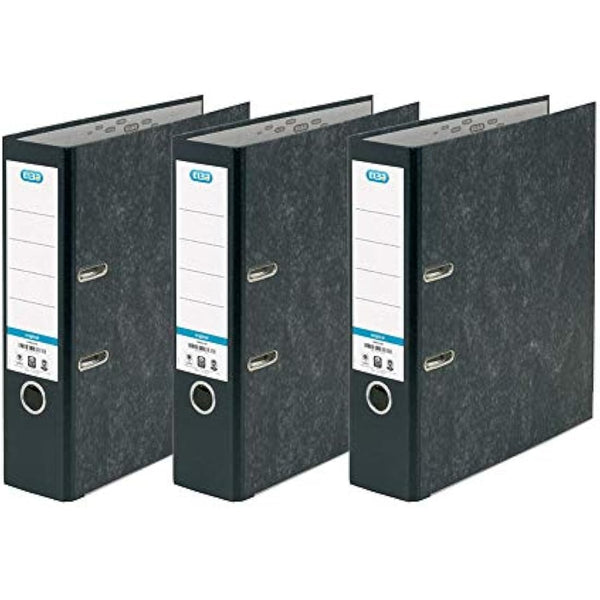 Elba A4 Extra Large Capacity Lever Arch Files, ELBA, Black, Pack of 3 Folders, Paper on Board