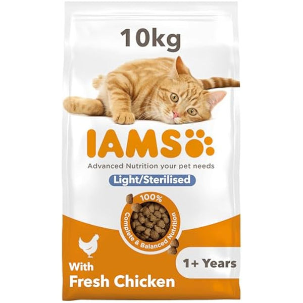 IAMS Light in Fat Complete Dry Cat Food Chicken 10kg - 30% Lower Fat Formula