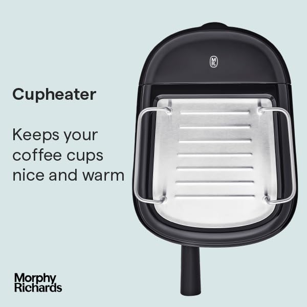 Morphy Richards Compact Espresso Machine, Dual Cup, 1L Water tank, Variable Steam Control and Milk Frother Wand, Ground Coffee and ESE Pod Compatible, Stainless Steel, 172022