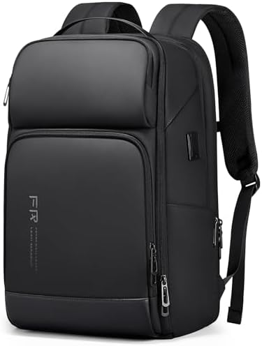 FENRUIEN Expandable Laptop Backpack Business Backpack Men's Laptop Bag 17 Inch for Men and Women Teenagers with Laptop Compartment USB Charging Port Backpack