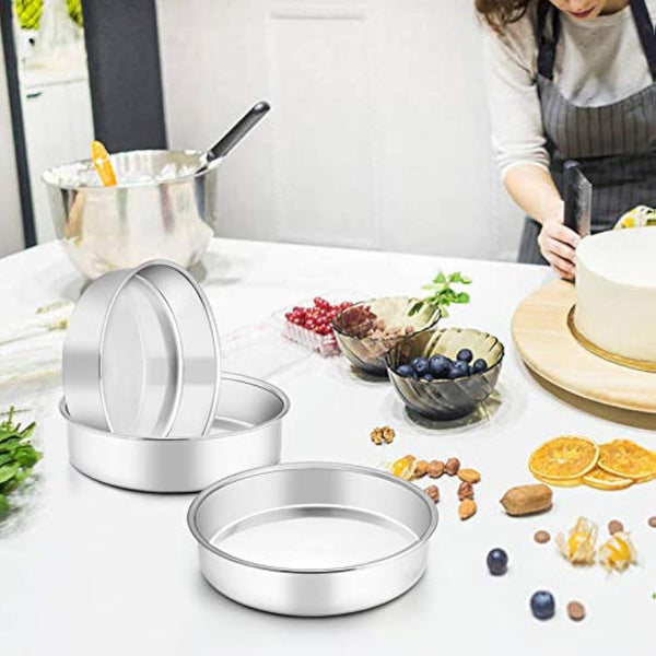 Homikit Cake Tin, 9½inch Round Cake Tin Mould Set of 3, Layer Cake Tins Stainless Steel Cake Baking Pans for Christmas Birthday Wedding, Healthy & Sturdy, Mirror Finished & Dishwasher Safe