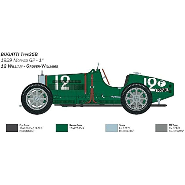 ITALERI -4710 Bugatti Type 35B, Scale 1:12, Model Kit, Plastic Model to Assemble, Modeling, IT4710