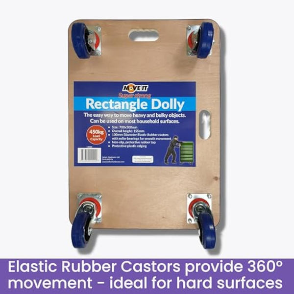 Move-It Transport Roller Dolly, 450kg Load Capacity, Heavy-Duty Trolley for Moving Furniture Appliance Equipment, Anti Slip Base, Industrial Commercial Use, Black (70x50cm)