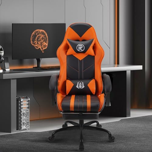 Play haha.Ergonomic reclining seat with footrest adjustable headrest and lumbar cushion high back support padded armrests PU leather finish for gaming home or office use