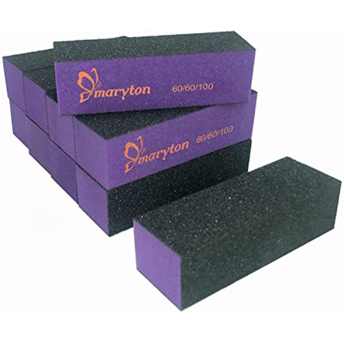 Maryton Nail Buffer Sanding Block Polisher Buffing File 60/100 Grit for Acrylic Nail Art Kit Manicure Tools 10 PCS (Black Purple)