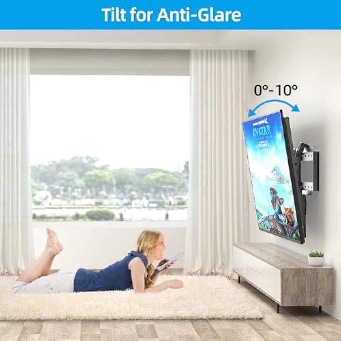 HOME VISION Heavy Duty Tilt TV Wall Mount Bracket for 32-85 Inch Flat/Curved TVs, 75KG/165LBS Capacity, Max VESA 600x400mm, Low Profile, Universal, Fits Most 40 43 50 55 65 70 75+ Inch Monitor, HV9601