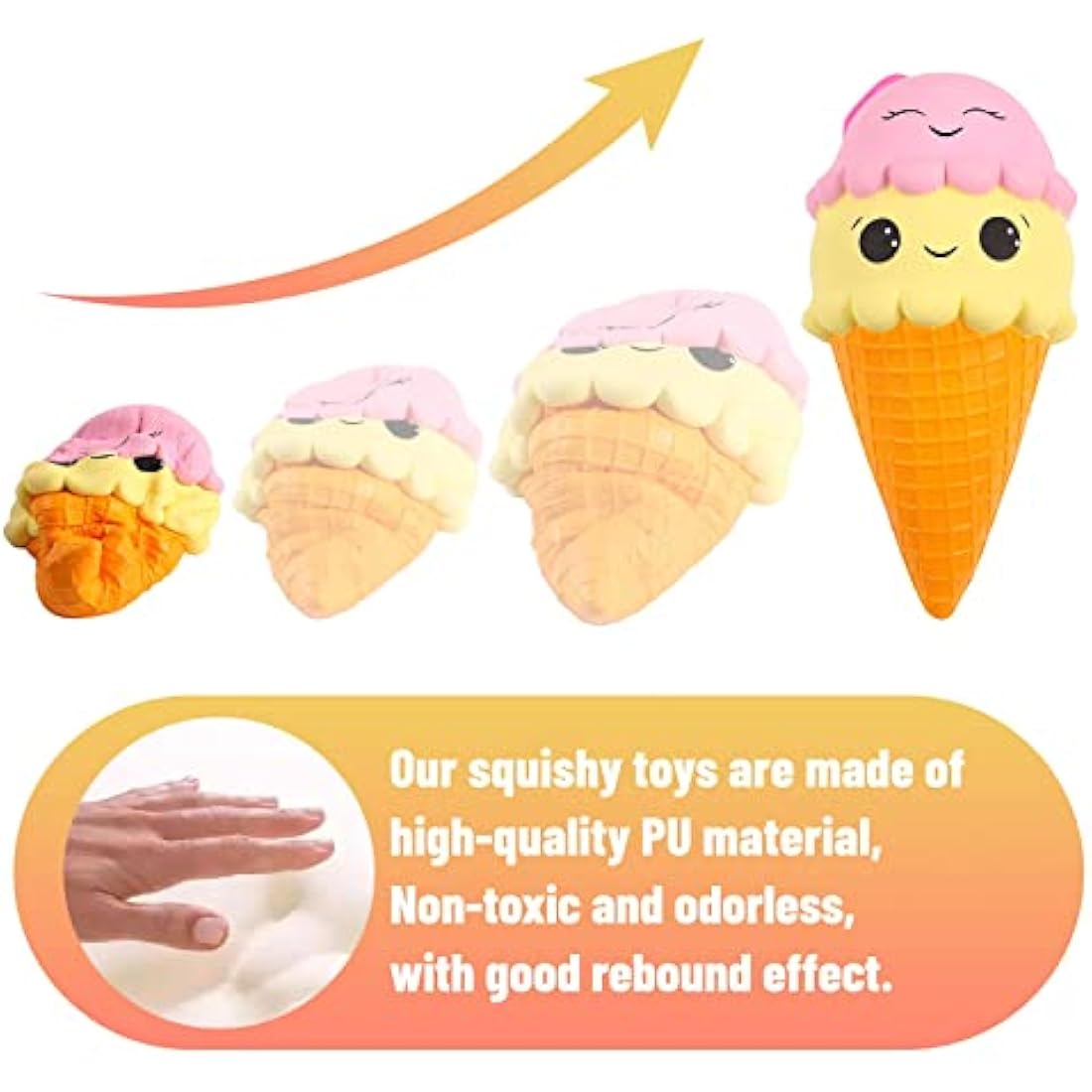 Anboor Ice Cream Jumbo Squishy Slow Rising Kawaii Smiley Squishy Decompression Toy Prime 1 Pcs 12.5 x 10.5 x 21.5 cm
