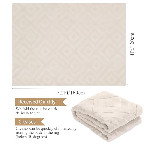 Enyhom Washable Rugs Living Room 120 x 160 cm Anti Slip Rugs Classic Large Rugs for Bedroom Short Pile Modern Design Floor Mat Soft Touch Geometric