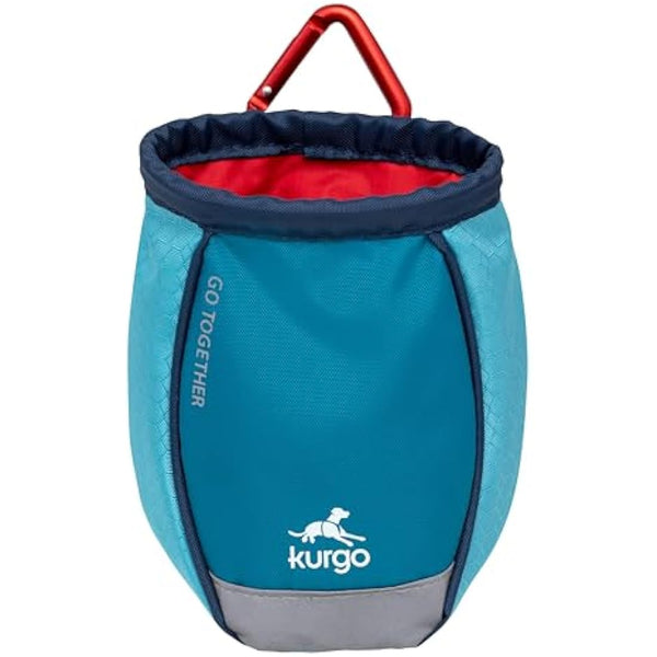 Kurgo Go Stuff It Treat Bag, Hands-Free Training Dog Treat Pouch, Includes Belt Clip and Carabiner, Machine Washable, Coastal Blue