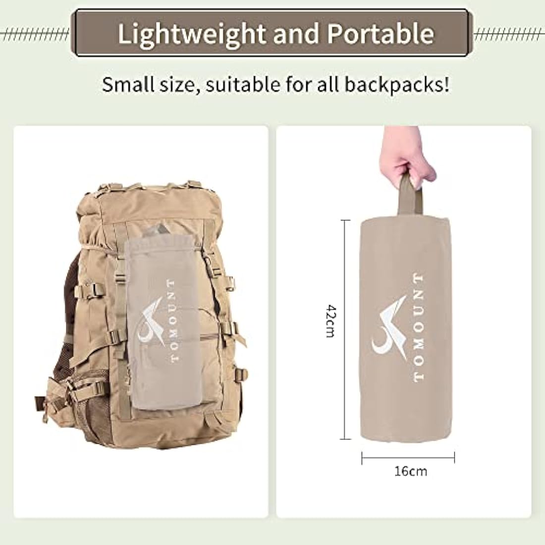 FreiZelt Camping Cot Folding Bed Lightweight Aluminum Poles Compact Portable Camp Bed Easy to Build Resilient Camping Bed for Tents - Khaki