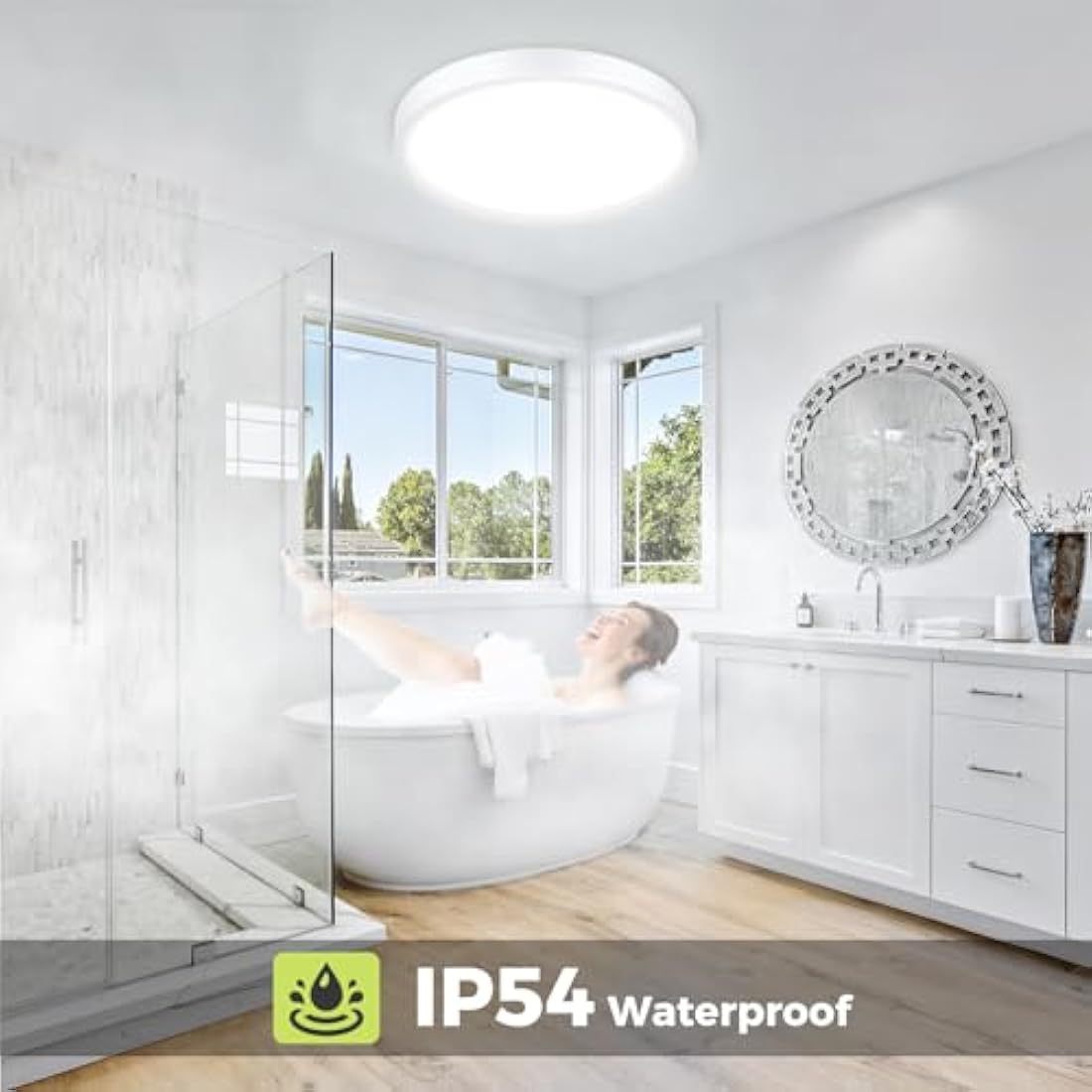 hepside LED Ceiling Light,3000K/4000K/6500K 3 Color Temperature, Waterproof IP54 LED Ceiling Lamp, Modern,Round Flush Ceiling Light for Bathroom, Living Room,Bedroom, Kitchen, Hallway, Office