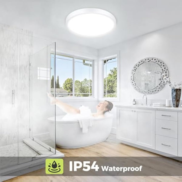 hepside LED Ceiling Light,3000K/4000K/6500K 3 Color Temperature, Waterproof IP54 LED Ceiling Lamp, Modern,Round Flush Ceiling Light for Bathroom, Living Room,Bedroom, Kitchen, Hallway, Office