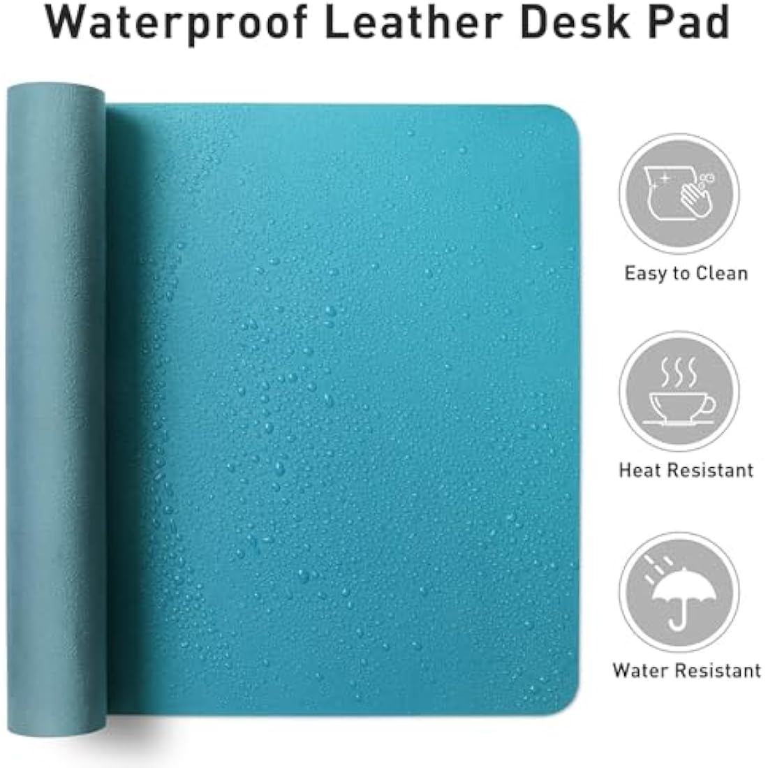 Aothia Leather Desk Mat, Large Mouse Pad, Non-Slip Desk Pad Desk Protector Mat, Waterproof PU Leather Laptop Mat Table Mat Desk Writing Pad for Office and Home (80 x 40 cm, Turquoise Blue)