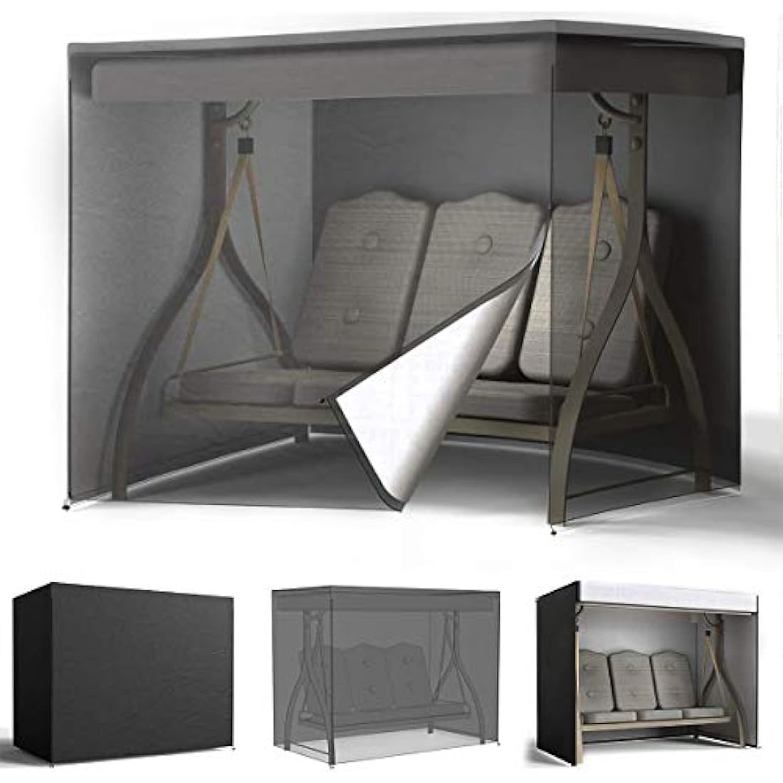 Transplant 3-Seater Garden Swing Seat Cover – Waterproof, Windproof & UV-Resistant 210D Oxford Fabric Outdoor Patio Swing Canopy Replacement (190x126x170cm)