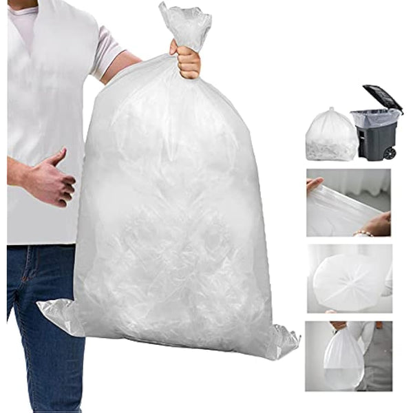 200 Large Strong Clear Bin Bags (18 x 29 x 39 Inches) - Plastic Recycling Bin Liners - 140 Gauge Trash Bags for Rubbish, Waste, Refuse & Dustbin Sacks - 85 Liters