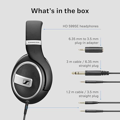Sennheiser HD 599 SE Open-Back Wired Headphones, Premium Design, Natural Balanced Audio, Comfortable Fit for Music, Gaming, School, Work, Black