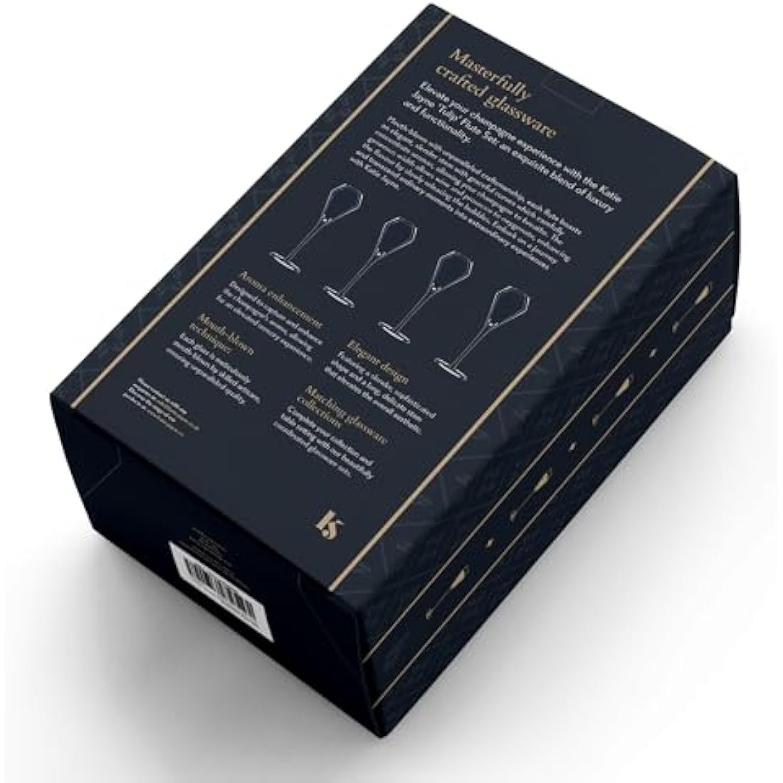 Katie Jayne 285ml 'Tulip' Champagne Flutes Set of 4 | Mouth-Blown Glass Set for Prosecco & Cocktails | 4 Large Modern Glasses for Home Bars, Weddings & Parties | Gift-Boxed, Handmade Drinking Glasses