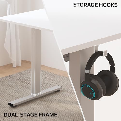 FLEXISPOT ONE PIECE Electric Standing Desk Height Adjustable Sit Stand Up Desk for Home Office with Memory Smart Pannel (100 * 60cm Black Frame+ Black Desktop)