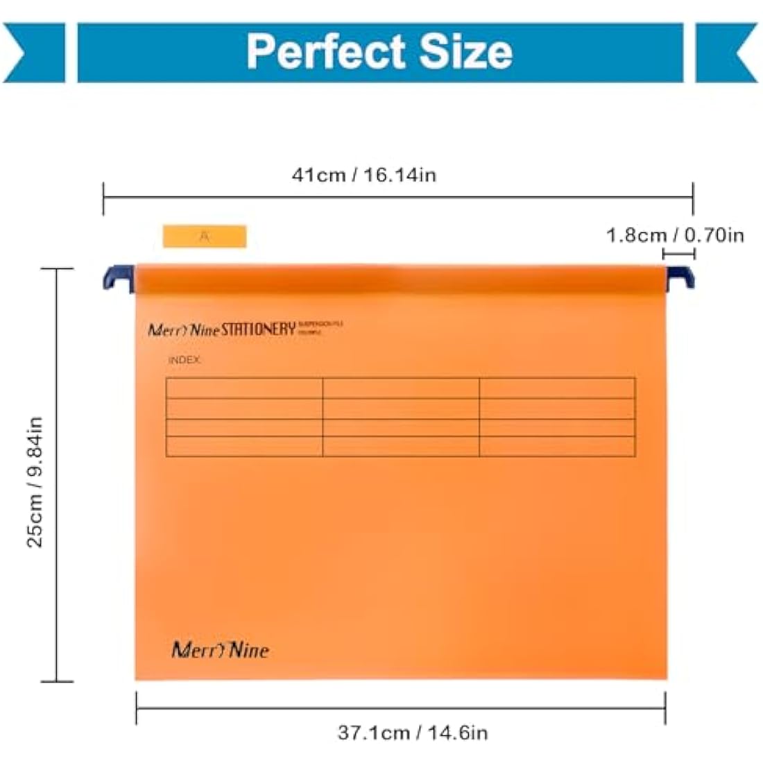 Suspension Files, MerryNine 15PCS Polypropylene Filing Cabinet Suspension Files with Tabs and Card Inserts for School Home Work Office Organization **Check Size Before Ordering ** (Orange, Foolscap)