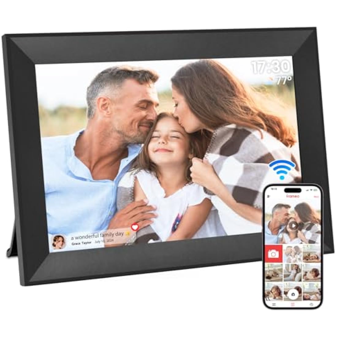 Frameo Digital Photo Frame WiFi, 10.1 Inch Digital Picture Frame, 1280x800 IPS LCD Touch Screen, Auto-Rotat Built in 32GB storage, Share Moments Instantly via Frameo App from Anywhere, Black