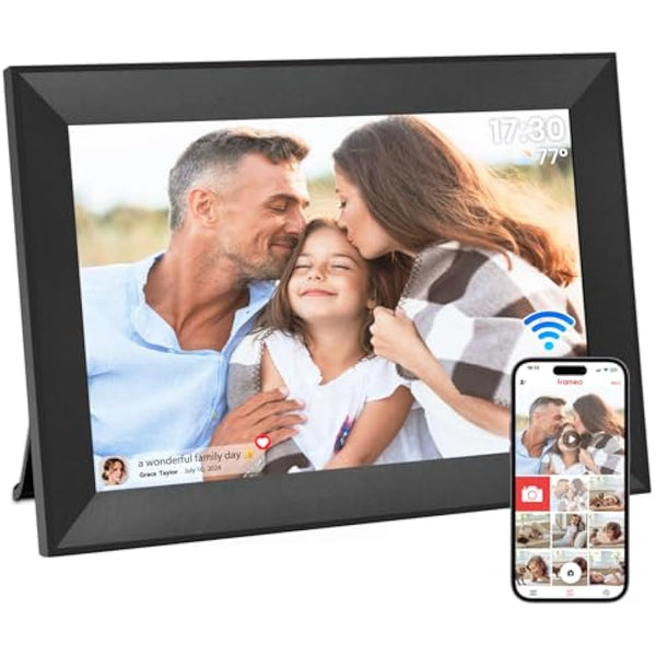 Frameo Digital Photo Frame WiFi, 10.1 Inch Digital Picture Frame, 1280x800 IPS LCD Touch Screen, Auto-Rotat Built in 32GB storage, Share Moments Instantly via Frameo App from Anywhere, Black