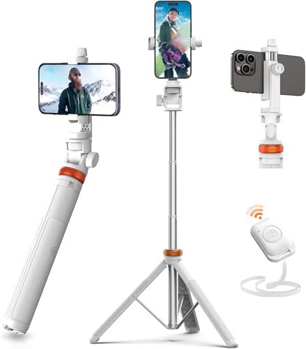 Newest 62" Phone Tripod - Tripod for iPhone & Selfie Stick with Remote, Extendable Phone Tripod stand for Filming,Travel, Solidest Smartphone Stick Compatible with iPhone and Android
