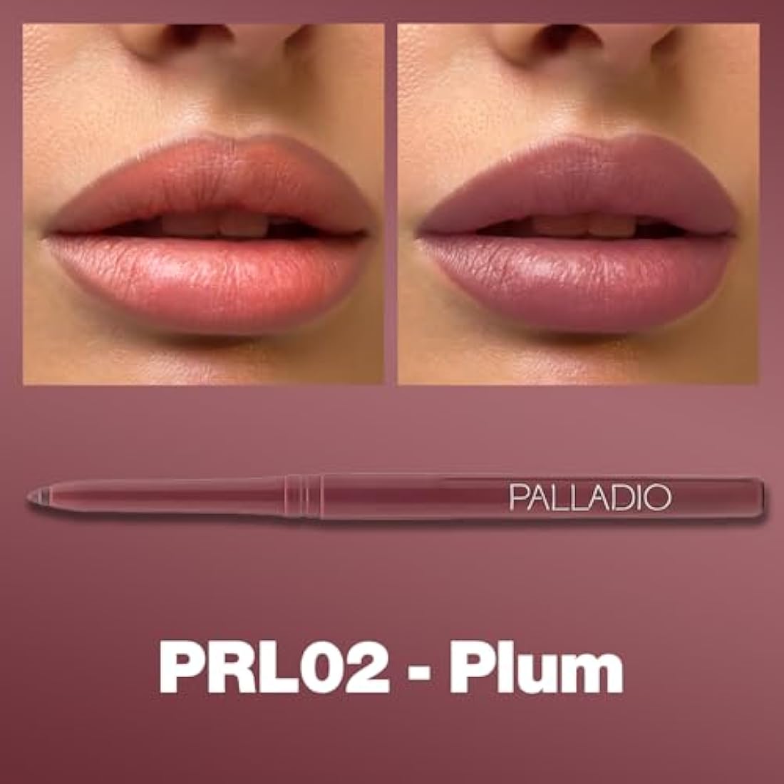 Palladio Retractable Waterproof Lip Liner High Pigmented and Creamy Color Slim Twist Up Smudge Proof Formula with Long Lasting All Day Wear No Sharpener Required, Plum