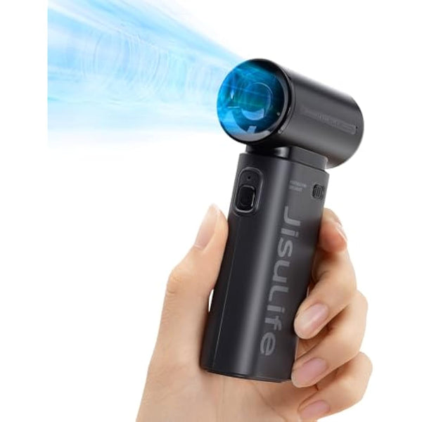 JISULIFE Portable Handheld Fan Life9, Turbo Power High Speed Air [18H Max Cooling Time], 5 Gear Wind, 5000mAh Rechargeable, Mini Pocket Design, Personal Fan for Travel Concerts Camping Makeup - Black