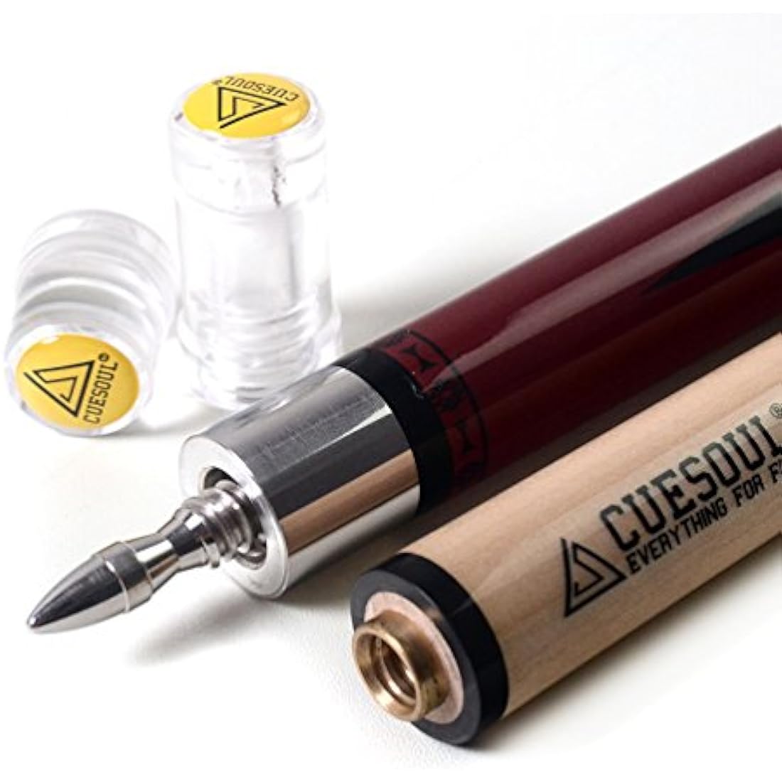 CUESOUL 58 Inches 19oz Joint Pool Cue Stick Billiards Premium Canadian Maple Pool Cue, Multi-layered Tip, 11.5/12.75mm Billiards Pool Cue Set Accessories