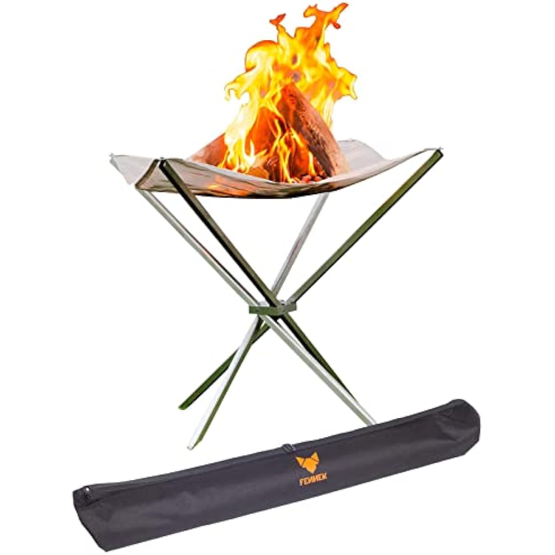 FENNEK HIGHFIRE, Transportable Fire Mesh | Includes Bag | Perfect for Home or Mobile Use | Made of Temperature Resistant Stainless Steel | XL | 60 x 60 x 63 cm (23.6" x 23.6" x 24.8")