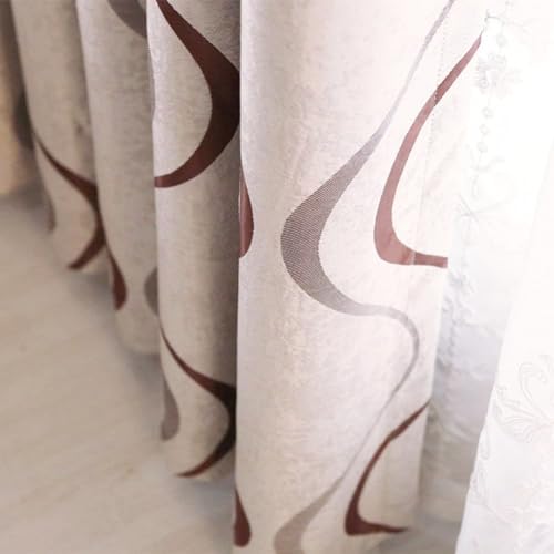 2 Panels Set Modern Striped Curtains for Living Room (Coffee, 2 x 66x90 Inch)