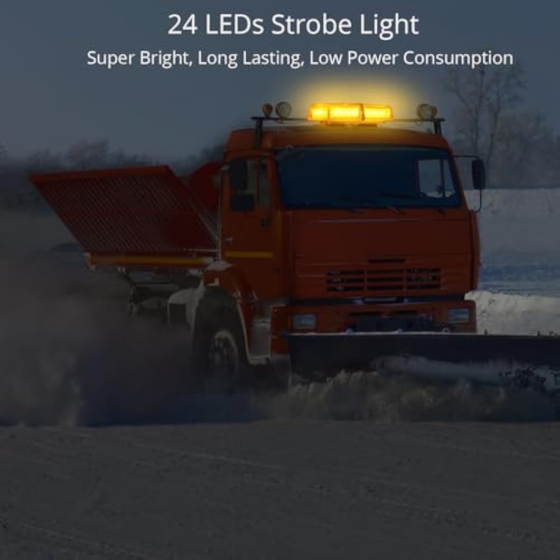 PROZOR Flashing Beacon Light 24LEDs 24W Amber Strobe Lights with Magnetic Base and 5m/16.4ft Cable 7 Modes Recovery Lights Car Emergency Light IP65 Waterproof for 12V Tractors Cars Truck SUV