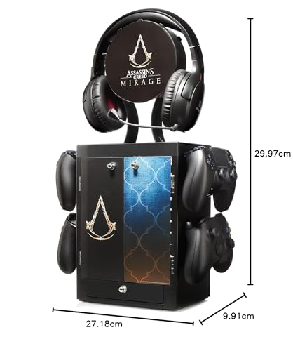 Numskull Official PS5-Inspired Gaming Accessory Locker & Storage Stand – Holds 10 Games/DVDs, 4 Controllers, Headset, and Accessories – Durable & Compact Organizer – Official PS5-Inspired Merchandise