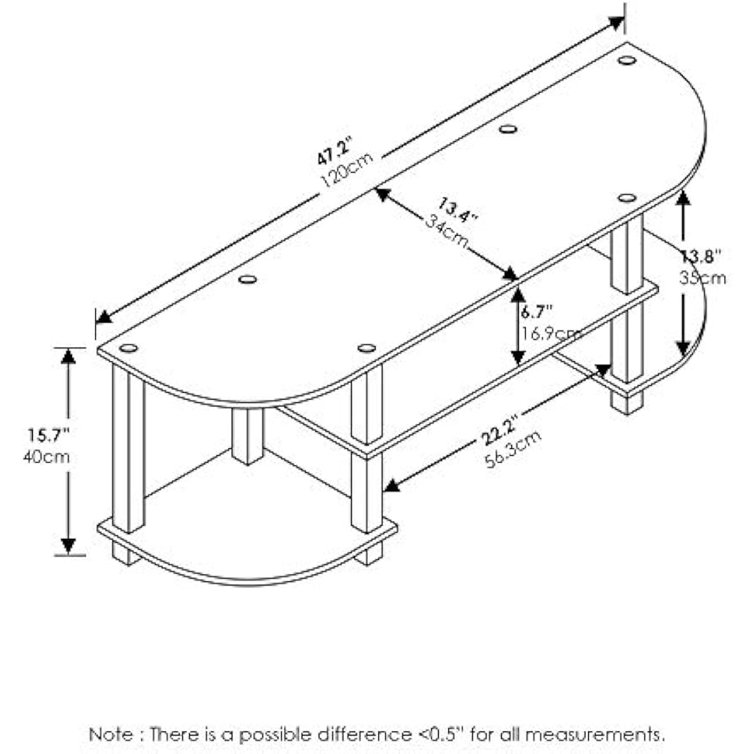 Furinno Turn-S-Tube Wide TV Entertainment Center, TV Unit, TV Stand, Black/Grey