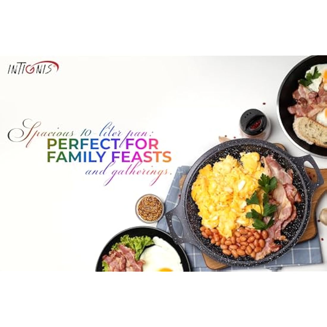 INTIGNIS® Casserole Pot with lid – Large 36cm |14 Litre | 16 Inches – Induction Compatible – GREBLON Ceramic Non Stick Chemical Free Coating Black