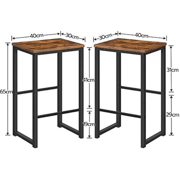HOOBRO Bar Stools, Set of 2 Bar Chairs with Different Height Pedals, Black Steel Frame, for Living Room, Dining Room, Kitchen, Industrial Design, Rustic Brown EBF34BY01G1