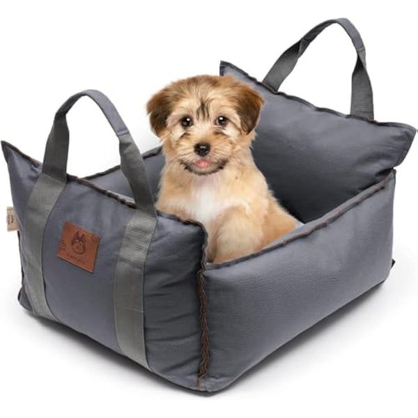 Dog Car Seat 2 in 1 Washable and Stain Resistant Pet Booster Seat for Small and Medium Dogs Cats Super Soft PP Cotton Travel Safety Pets Cars Seat with Storage Bag and Harness Strap