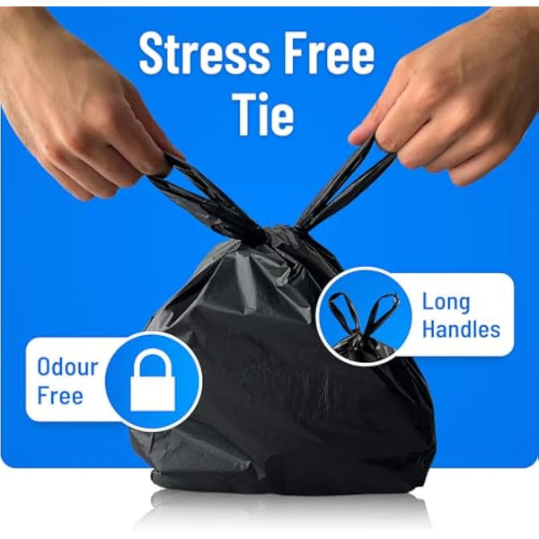 Large Dog Poo Bags - 2000 Pack, 33% Thicker & 25% Larger Poop Bag with Easy Tie Handles, 100% Leak Proof, Odour Free Pet Waste Disposal, Discreet Opaque Black