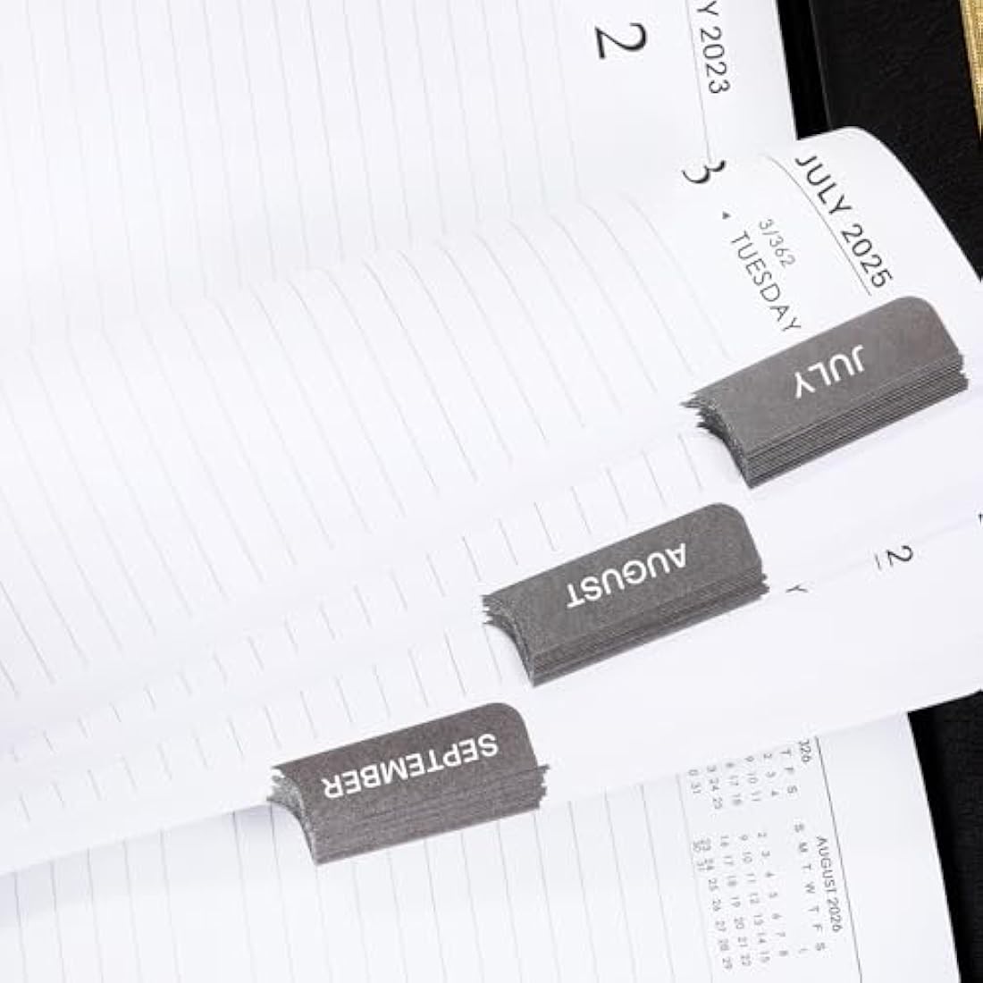 Acadmeic Diary 2025-2026 - A5 Diary 2025-2026 Day Per Page, July 2025 to June 2026, Productivity A5 Daily Planner, with Monthly Tabs, Inner Pocket, Black, Banded, 14.5 X 21 cm